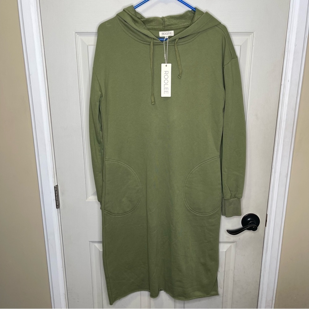 Roolee Kinslee Green Olive Hoodie Dress Sz M